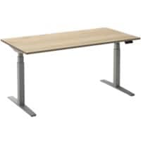 Ceha Rechthoekig Zit-sta-bureau Elektronisch In hoogte verstelbaar Zilver Rustiek eiken wit Melamine, metaal 1.400 x 800 x 1.300 mm Normale hoog-laag-schakelaar