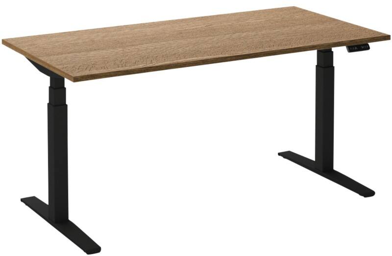 Ceha Rechthoekig Zit-sta-bureau Elektronisch In hoogte verstelbaar Zwart Rustiek eiken tabak Melamine, metaal 1.800 x 800 x 1.300 mm Normale hoog-laag-schakelaar