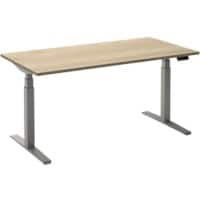 Ceha Rechthoekig Zit-sta-bureau Elektronisch In hoogte verstelbaar Zilver Rustiek eiken wit Melamine, metaal 1.800 x 900 x 1.300 mm Normale hoog-laag-schakelaar