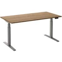 Ceha Rechthoekig Zit-sta-bureau Elektronisch In hoogte verstelbaar Zilver Rustiek eiken tabak Melamine, metaal 1.400 x 800 x 1.300 mm Snelle montage