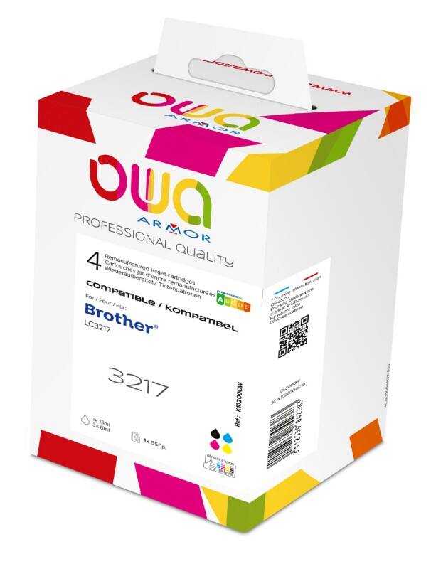 OWA LC3217 Compatibel Brother Inktcartridge K10200OW Cyaan, geel, magenta, zwart 4 Stuks
