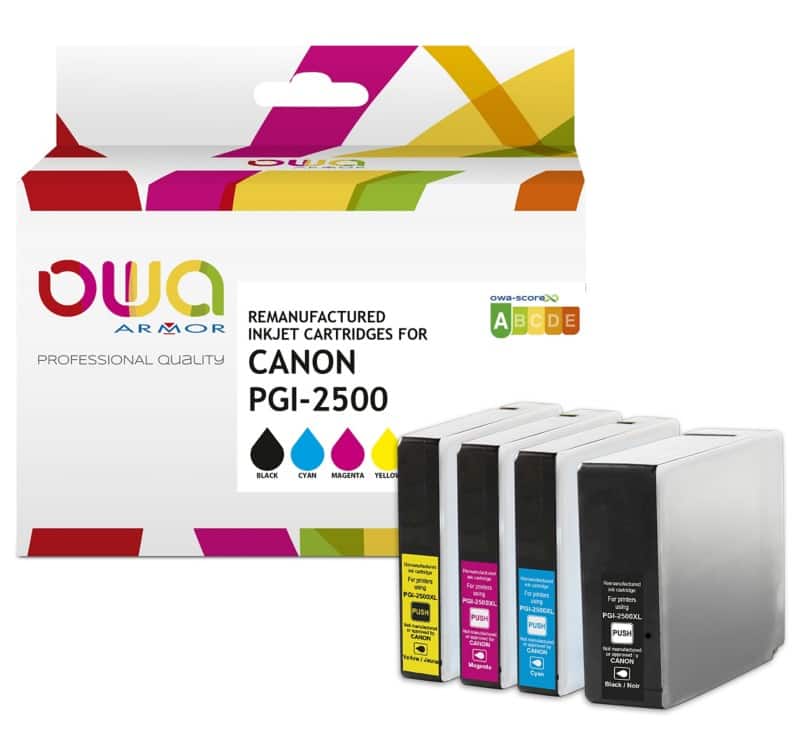 OWA PGI-2500 XL Compatibel Inktcartridge K10405OW Cyaan, geel, magenta, zwart 4 Stuks
