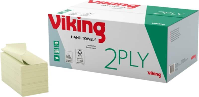 Viking Standard 100% gerecycled Handdoek V-vouw Groen 2-laags 1185070 15 Stuks à 250 Vellen