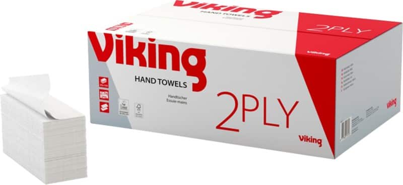 Viking Standard Handdoek Z-vouw Wit 2-laags 1185071 25 Stuks à 150 Vellen
