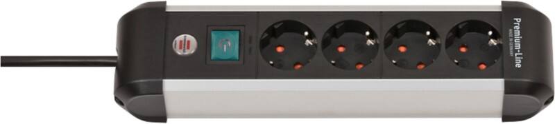 brennenstuhl Premium Alu-Line Stekkerdoos met schakelaar 1391030400 4 stopcontacten 1,8 m Grijs zwart