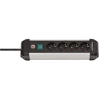 brennenstuhl Premium Alu-Line Stekkerdoos met schakelaar 1391030400 4 stopcontacten 1,8 m Grijs zwart