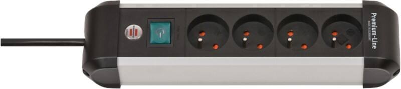 brennenstuhl Premium-Alu-Lne Stekkerdoos met schakelaar 1391034400 BE/FR 4 stopcontacten 1,8 m Zilver, zwart