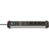 brennenstuhl Premium-Protect-Line Stekkerdoos met schakelaar 1391010400 Overspanningsbeveiliging 4 stopcontacten 3 m Zilver, zwart