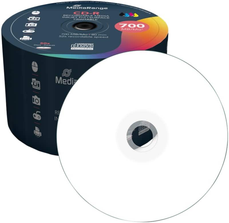 MediaRange CD-R MR208 Printbaar 80 min 700 MB 50 Stuks