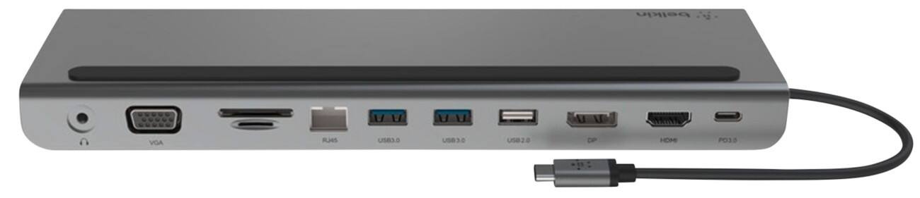 Belkin INC004BTSGY Dockingstation Bedraad USB 3.2 Gen 1 (3.1 Gen 1) Type-C Grijs, zwart