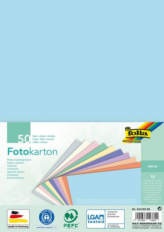 Folia Pastel A4 Gekleurd papier Kleurenassortiment Gerecycled 300 g/m² 50 Vellen