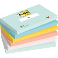 Post-it Sticky Notes Beachside Colour Collection 127 x 76 mm Blauw, groen, geel 6 Stuks à 100 Vellen
