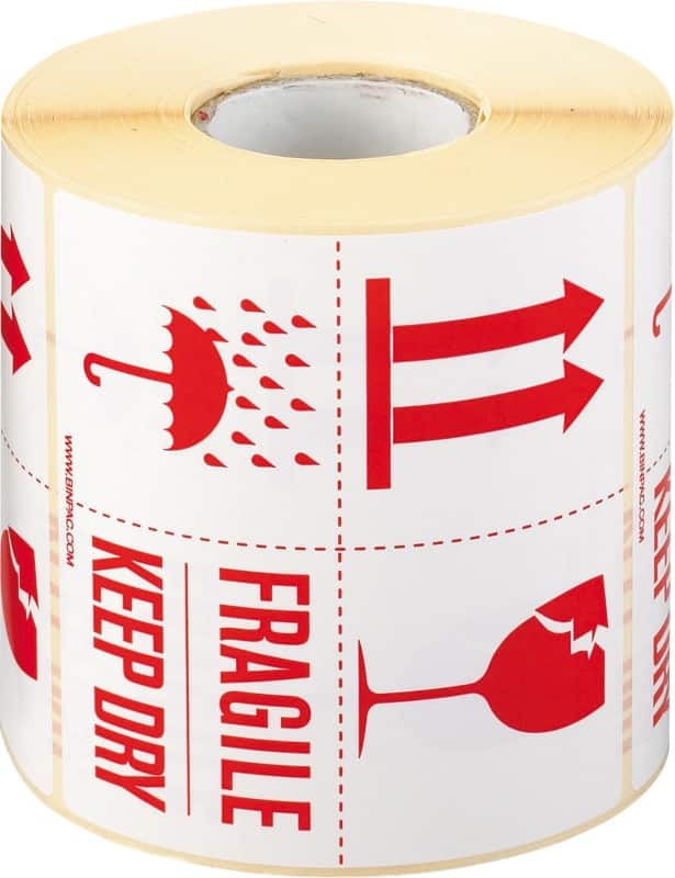 RAJA Waarschuwingsetiketten M-Cote Rood, wit 10 x10 cm