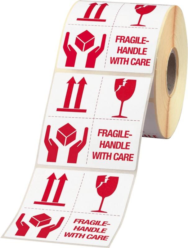 RAJA Waarschuwingsetiketten M-Cote Rood, wit 10 x 10 cm