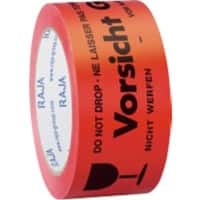 RAJA Waarschuwingstape VORSICHT GLAS! Rood 50 mm (B) x 66 m (L) Polypropeen RWEPP501