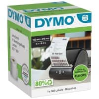DYMO LabelWriter Adresetiketten Authentiek 2166659 Zelfklevend Zwart op Wit 102 x 210 mm 1 Rol à 140 Vellen