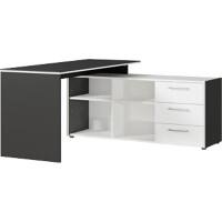 GERMANIA hoekbureau met geïntegreerd dressoir 4188-569 GW-Pasadena donkergrijs, wit 147 x 145 x 75 cm
