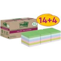 Post-it Super Sticky Notes Gerecyclede zelfklevende memoblaadjes 76 x 76 mm Kleurenassortiment 70 Vellen Voordeelverpakking 14 + 4 gratis