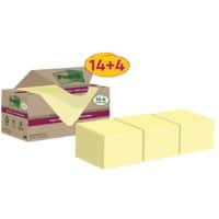 Post-it Super Sticky Notes Gerecyclede zelfklevende memoblaadjes 76 x 76 mm Kanariegeel 70 Vellen Voordeelverpakking 14 + 4 gratis