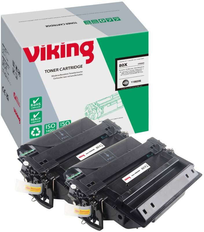 Viking 80X compatibele HP tonercartridge CF280XD zwart duopak 2 stuks
