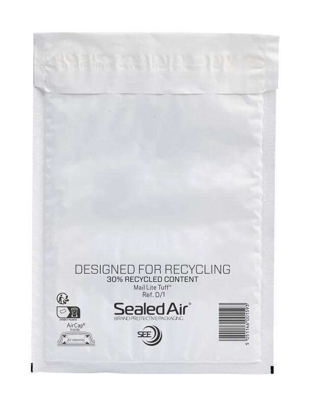 Mail Lite Tuff Mailer Luchtkussenenveloppen Wit Zonder Venster 180 (B) x 260 (H) mm Zelfklevend 100 Hoezen