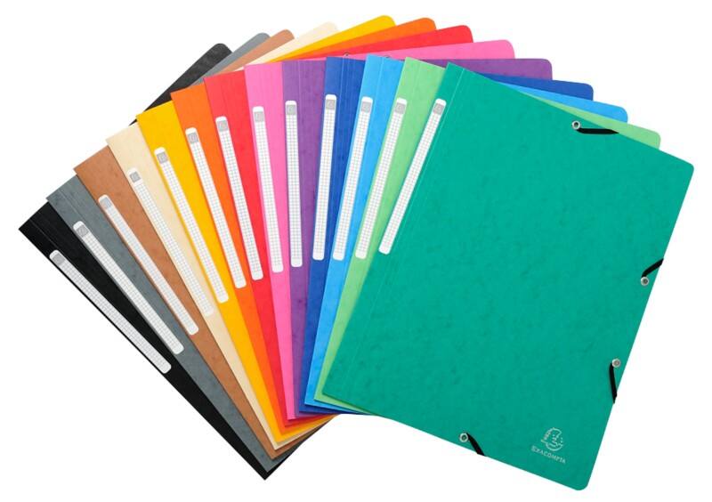 Map Exacompta 5510E Gewafeld karton Elastiek 24 (B) x 0,3 (D) x 32 (H) cm Kleurenassortiment Pak van 50