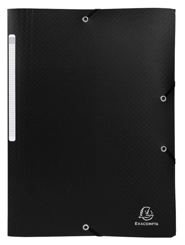 Exacompta OpaK 3-klepsmap 55081E PP (Polypropyleen) Elastiek 24 (B) x 0,2 (D) x 32 (H) cm Zwart 50 Stuks