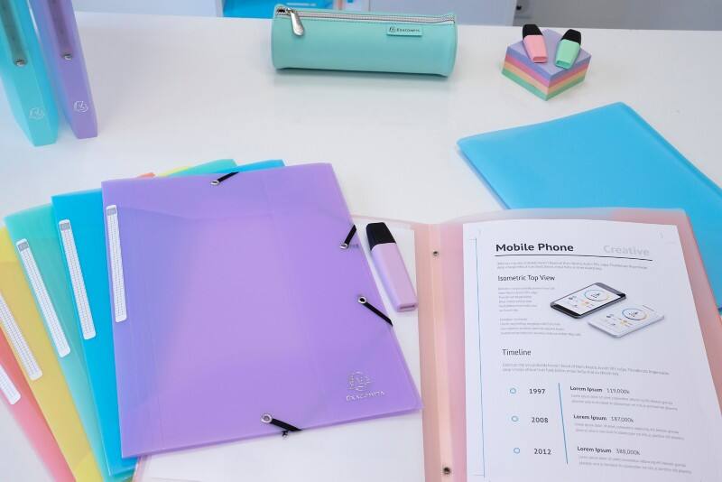 Exacompta Chromaline Pastel 3-klepsmap 55177E PP (Polypropyleen) Elastiek 24 (B) x 0,2 (D) x 32 (H) cm Koraal 25 Stuks