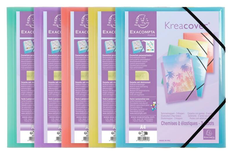 Exacompta Kréacover Pastel 3-klepsmap 56279E 55279E PP (Polypropeen) Kleurenassortiment 24 (B) x 0,2 (D) x 32 (H) cm 25 Stuks