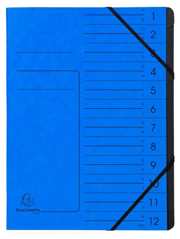Exacompta Sorteermap 541201E A4 Gewafeld karton Blauw 24,5 (B) x 1 (D) x 32 (H) cm Pak van 10
