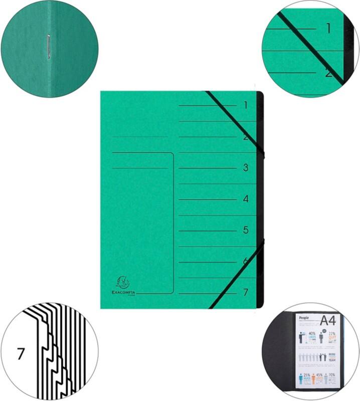 Exacompta Sorteermap 541703E A4 Gewafeld karton Groen 24,5 (B) x 0,5 (D) x 32 (H) cm Pak van 10