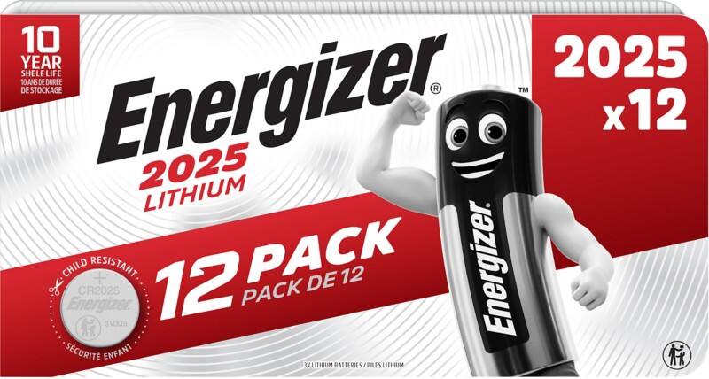Energizer Knoopcel CR2025 CR2025 Lithium Mangaandioxide (Li-MnO2) 3 V 12 Stuks