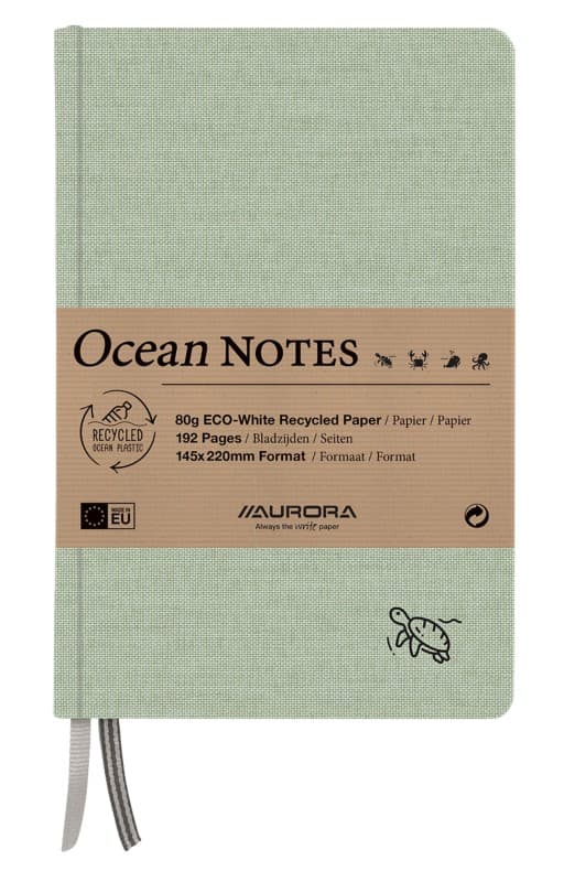 AURORA Ocean Linen Notitieboek Speciaal formaat Gelinieerd Genaaid Harde rug Groen Niet geperforeerd 192 pagina's