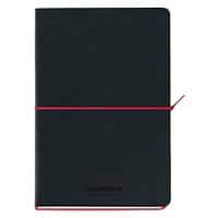 AURORA Tesoro Notebooks Notitieboek A5 Gelinieerd Gebonden Zijgebonden Papier Zachte kaft Zwart met rode elastiek Niet geperforeerd 192 pagina's