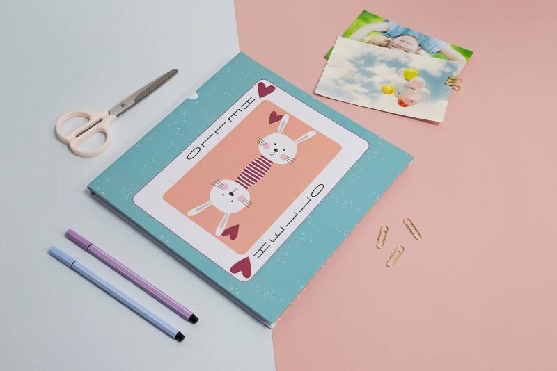 Exacompta Carte de Jeu Fotoalbum Harde kaft Papier 24,7 x 24,7 x 1,7 cm Roze, blauw