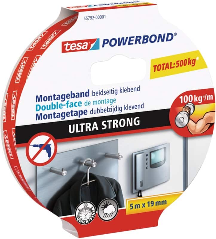 tesa Montagetape Powerbond Glad Wit 19 mm (B) x 5 m (L) PE-schuim (Polyetheen)  5 m 