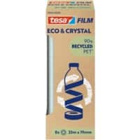 tesa Plakband tesafilm Eco & Crystal Transparant 19 mm (B) x 33 m (L) PET (Polyetheentereftalaat) Laag geluidsniveau Recycled 8 Rollen