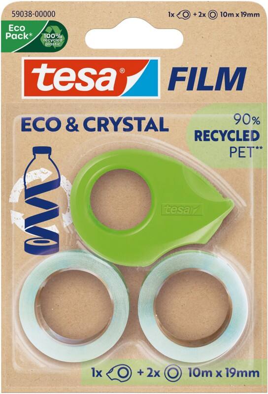tesa Plakbandhouderset tesafilm eco & crystal Groen, transparant 19 mm (B) x 10 m (L)