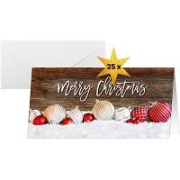 Sigel Kerstkaart 21,1 x 22,1 cm Rood, wit 25 Stuks