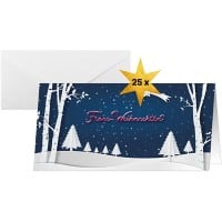 Sigel Winter Kerstkaart 21,1 x 22,1 cm Blauw, wit 25 Stuks