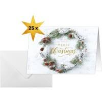 Sigel Kerstkaart 21,1 x 15,1 cm Groen, wit 25 Stuks