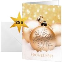 Sigel Joy Kerstkaart 21,1 x 15,1 cm Goud, wit 25 Stuks