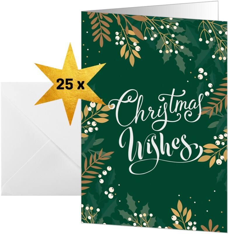 Sigel Kerstkaart 21,1 x 15,1 cm Beige, groen 25 Stuks