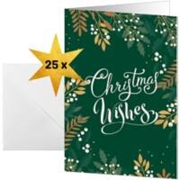 Sigel Kerstkaart 21,1 x 15,1 cm Beige, groen 25 Stuks