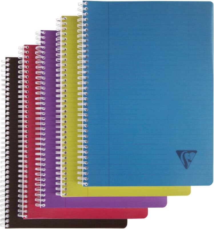 Clairefontaine Notitieboek A4 Gelinieerd Dubbeldraads Polypro Soepele kaft Kleurenassortiment Niet geperforeerd