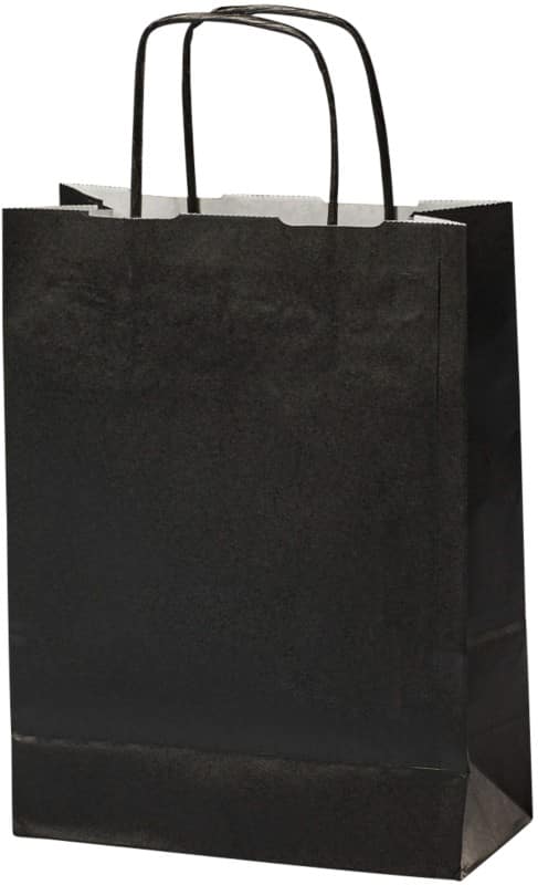 Papieren zak Gedraaid handvat 180x80x240 mm 3,5 L Zwart Pak van 300