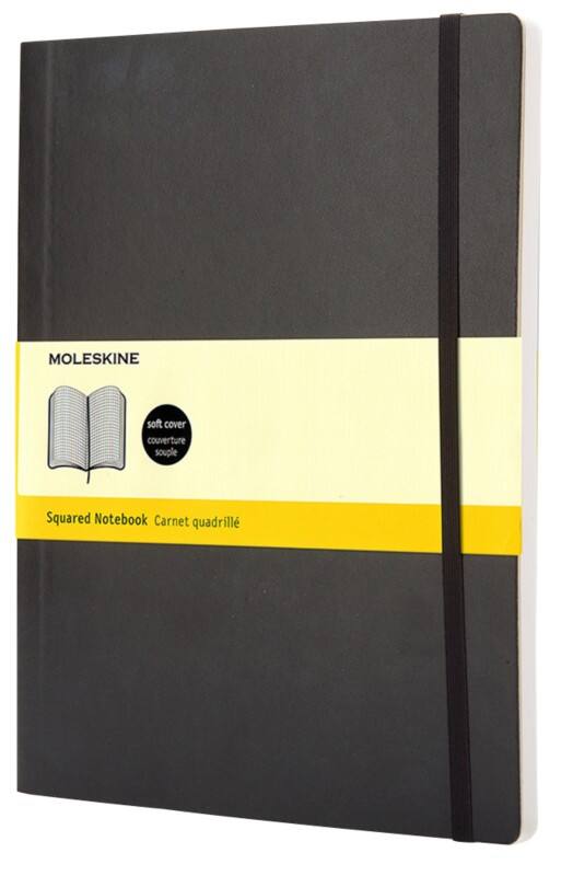 Moleskine notitieboek XL speciaal geruit PU (polyurethaan) soepele kaft zwart niet geperforeerd