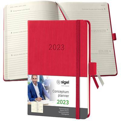 Sigel Agenda 2023 A6 1 Week per 2 pagina's Kunststof, papier Rood Duits, Engels, Frans, Nederlands