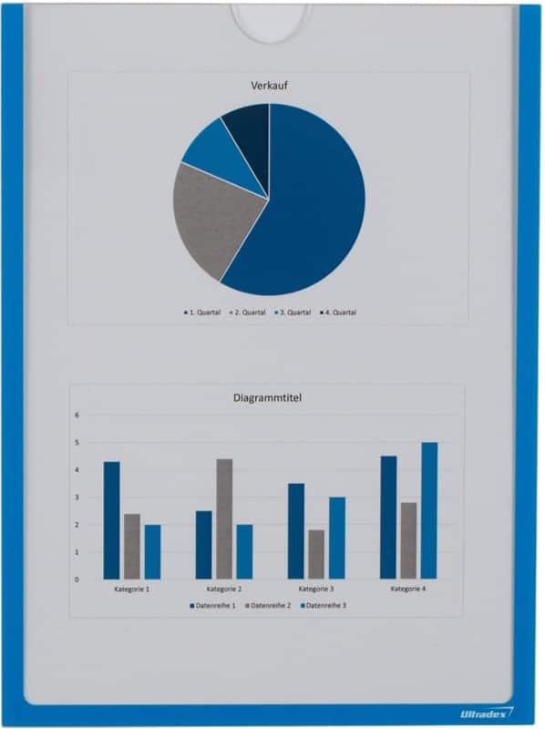 Ultradex A4 Displayframe Magnetisch Blauw 920507 22,5 (B) x 30,2 (H) cm 5 Stuks