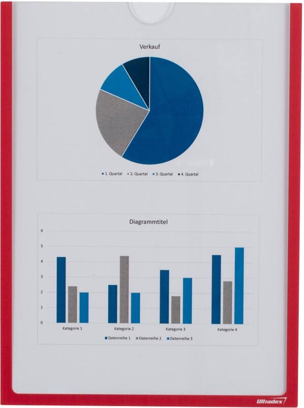 Ultradex A4 Displayframe Magnetisch Rood 920505 22,5 (B) x 30,2 (H) cm 5 Stuks